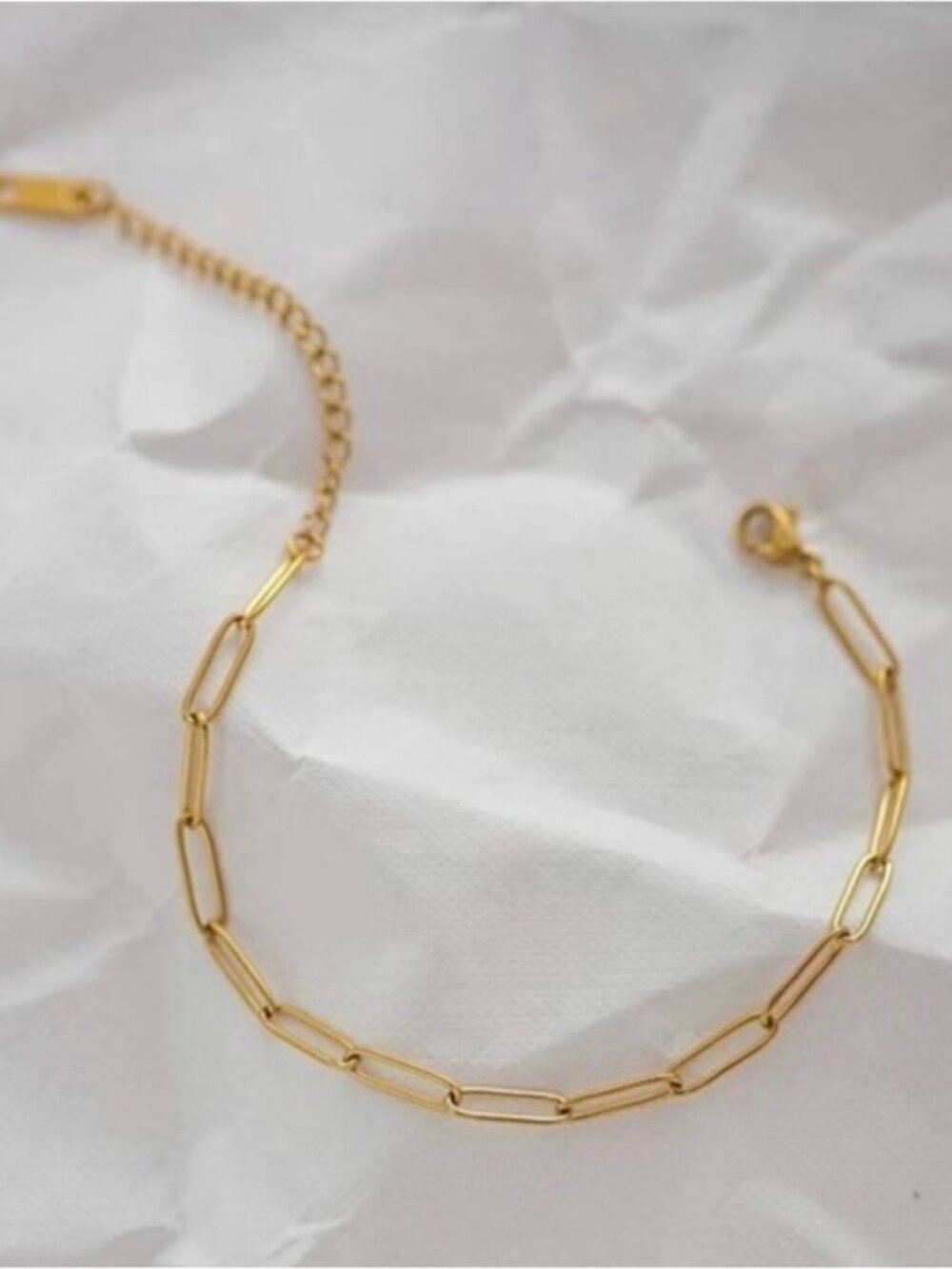 Gold Plated Stainless Steel Paperclip Chain Bracelet